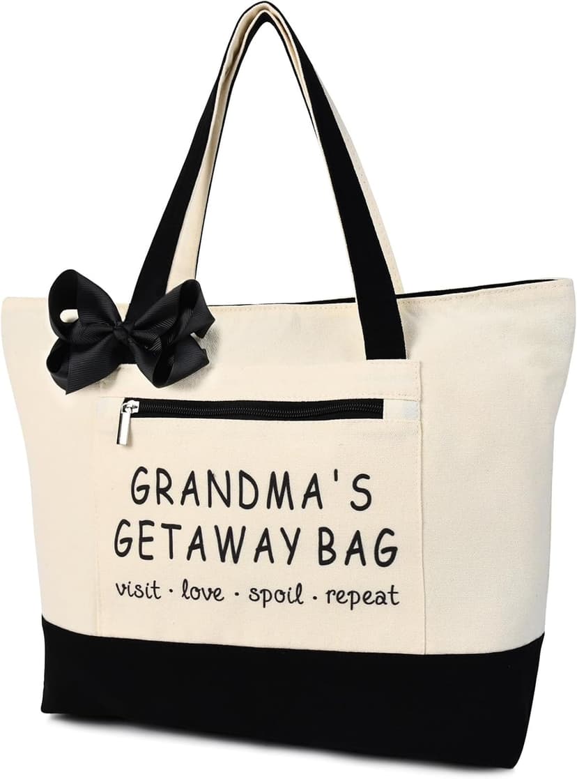Grandma Brithday Canvas Tote Bag for Shopping Travel, Mothers day Gifts, Christmas Gifts for Grandma from Grandkids