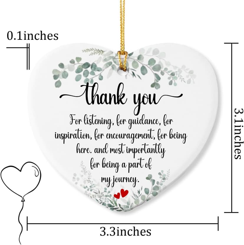 Appreciation Gifts for Women Thank You for Being a Part of My Journey Gifts for Coworkers Friends Nurse Teacher Employee Boss Christmas Tree Decoration Ceramic Heart Ornament