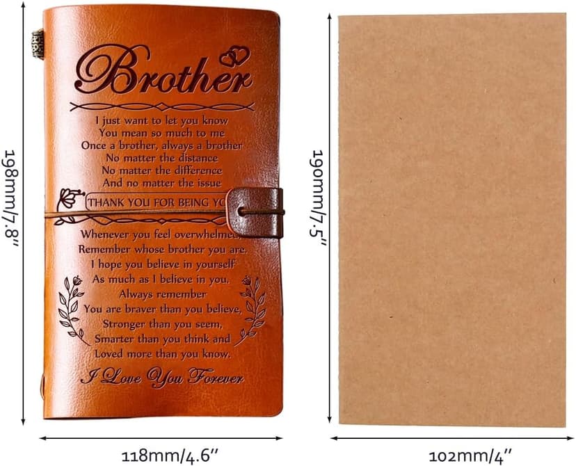 Hiipeenow Brother Gifts from Sister, Leather Travel Journal 140 Pages Presents, Birthday Graduation Christmas Valentines Fathers Day Wedding Day Gifts for Brother