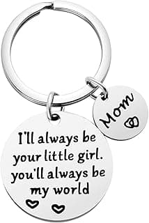 Mothers Day Gifts, Mom Gifts from Daughter for Birthday, I'll Always Be Your Little Girl, You Will Always Be My World, Best Mom Ever Keychain for Valentines Day Christmas Stocking Stuffers