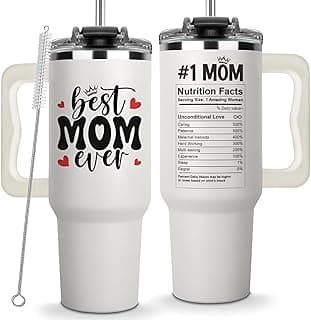 Vivulla68 Best Mom Ever Tumbler With Handle 40oz, Mommy Coffee Mug, Mama Tumblers, Momma Gift Ideas, Funny Birthday Present For Her, Cute Mother Day Gift Tumbler, Mom Cup