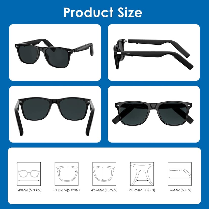 AI Glasses for Men & Women, Smart Glasses Powered by ChatGPT, AI Real-time Translation with 145 languages, 11H Music Play, Bluetooth Sunglasses with Polarized Lens, UV Protection for Daily Use, Travel