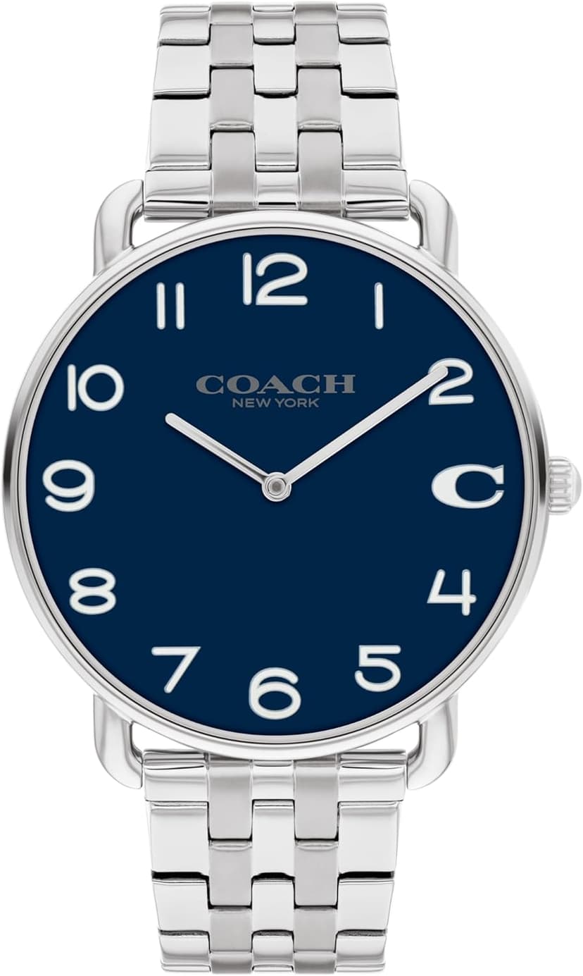 Coach Elliot 2H Quartz Watch for Men - Stainless Steel Wristwatch - Classic, Minimalist - Water Resistant 3 ATM/30 Meters - Premium Fashion Timepiece for Everyday Wear - 41mm