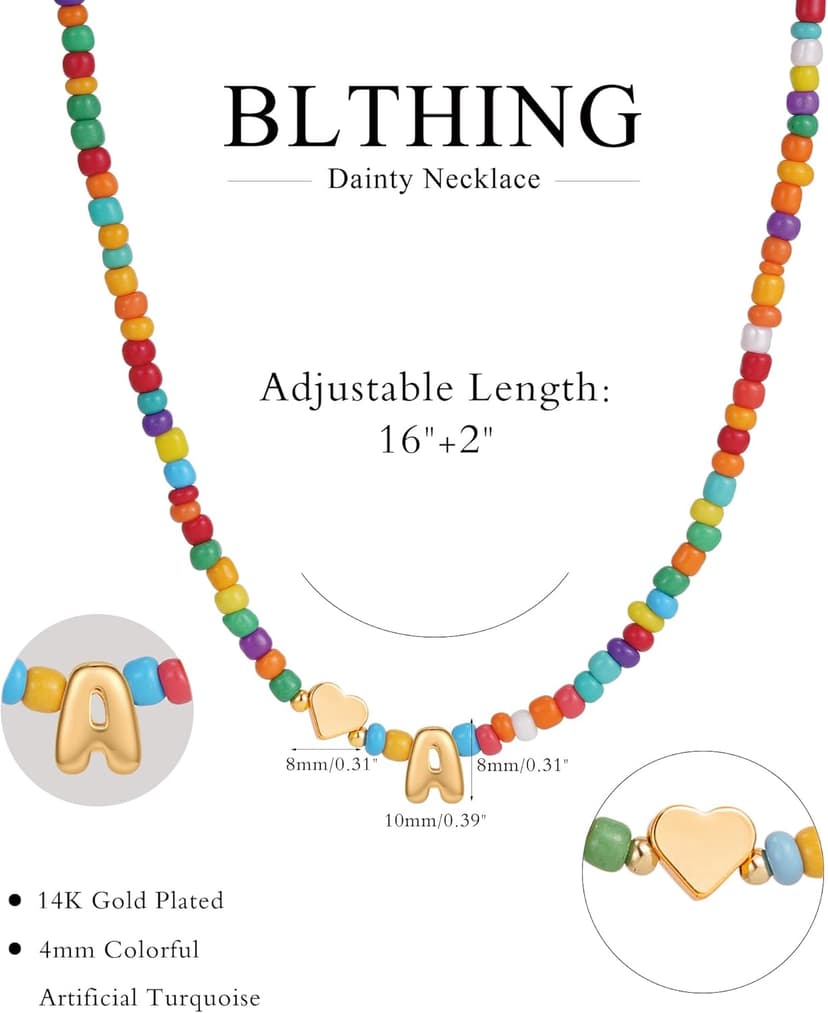 Colorful Initial Necklaces for Girls Kids - Colorful Heart Bubble Initial Letter Necklace Teen Girls Gifts Trendy Stuff Birthday Gifts for 5 6 7 8 9 19 Year Old Girl Gifts