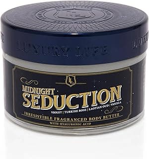 LUXURY LIFE Bed Butter - Scented, Luxurious Body Butter With All-Natural Hyaluronic Acid For Soft, Glowing, Hydrated Skin For Men & Women - Suitable For All Skin Types (Midnight Seduction, 5 oz)