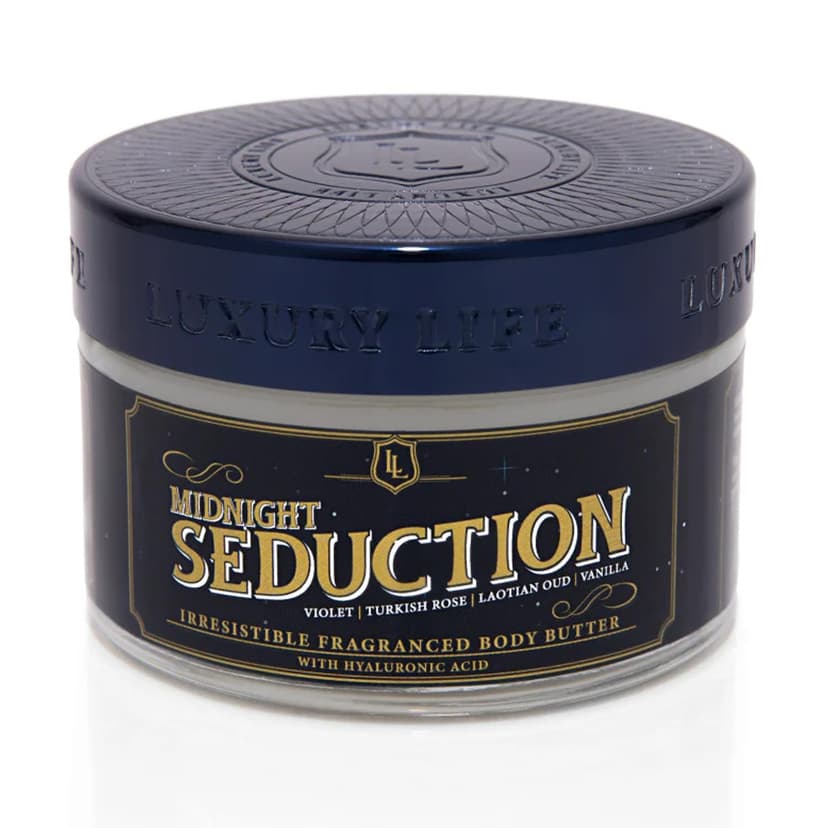 LUXURY LIFE Bed Butter - Scented, Luxurious Body Butter With All-Natural Hyaluronic Acid For Soft, Glowing, Hydrated Skin For Men & Women - Suitable For All Skin Types (Midnight Seduction, 5 oz)