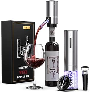 Rechargeable Electric Wine Gift Set - Aerator, Vacuum Stoppers, Foil Cutter and Bottle Opener for Home Bar and Outdoor Parties