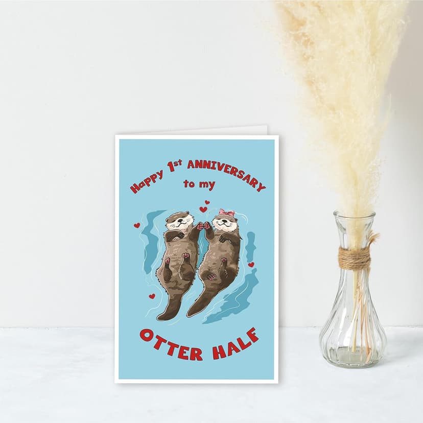 Happy 1st Anniversary Card Gift for Husband,Wife,First Anniversary Card for Boyfriend or Girlfriend,Romantic One Year Wedding Anniversary Card for Women Men Him Her