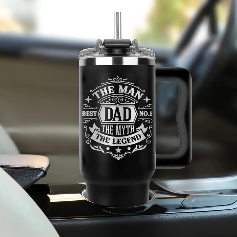 Father Day Gifts For Dad from Daughter Son Kids, Birthday Gifts for Daddy, Present for Dads, Dad Tumbler 40 Oz, Best Father Mug, Cool Coffee Cup Ideas for Papa, Elderly Fathers, Step Daddy, New Papa