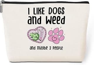 Funny Makeup Bag Weed Gifts Dog Gifts Weed Accessories Green Leaves Decor Dog Mom Christmas Birthday Friendship Gifts for Women Friends Dogs Lovers Her Girl Niece Mothers Day Travel Toiletry Bag