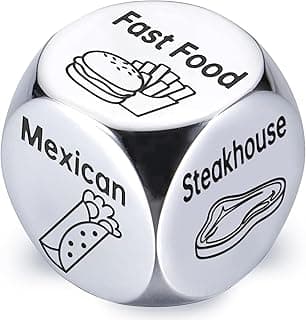 Stocking Stuffers for Men Women Adults: Steel Food Decision Dice Funny Gifts for Him Her Couple Girlfriend Boyfriend Husband Wife Christmas Anniversary Valentines Birthday Wedding Fathers Day