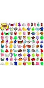 80Pcs Party Favors for Kids 4-8, Kawaii Squishies Mochi Squishy Toy Bulk Fidget Sensory Toys Birthday Gifts for Boys Girls Goodie Bag Christmas Stocking Stuffers Treasure Box Classroom Prizes