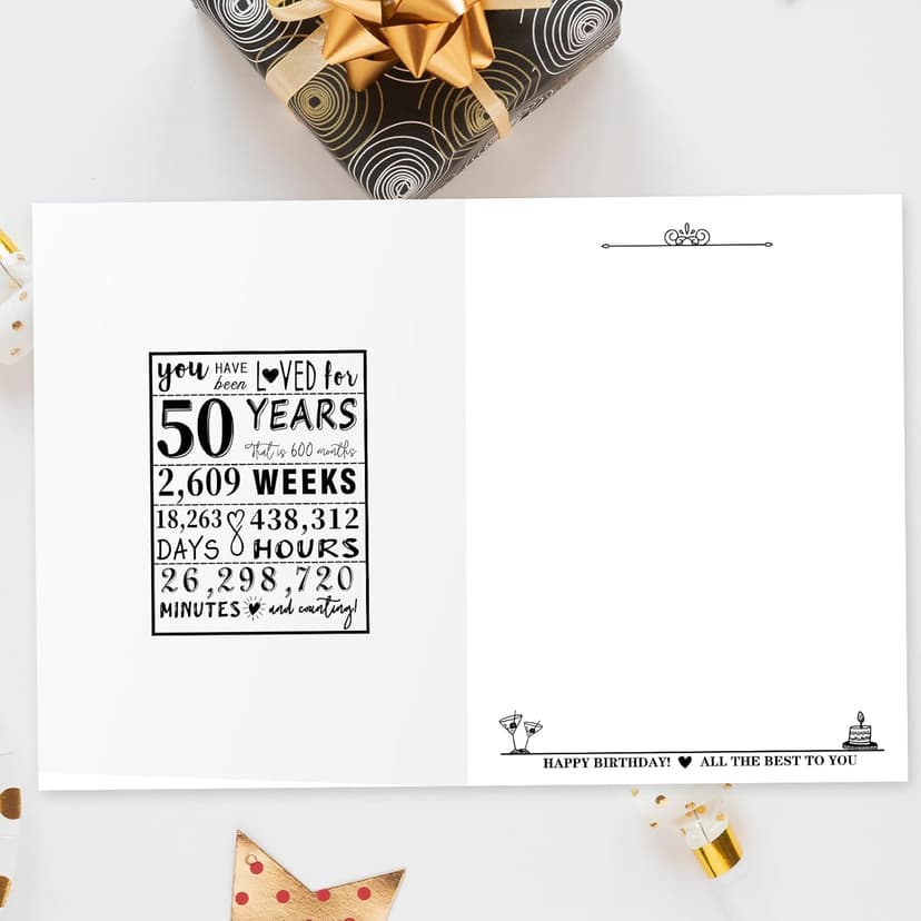 Asmallgf Large 50th Birthday Card Gift for Women Men, Best Fifty Years Old Bday Card for Mom Dad, Happy Turning 50 Birthday Gift Ideas for Godmother Godfather