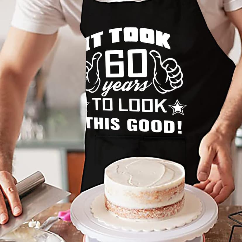 30th 50th 60th 70th Birthday Gifts for Men, Apron Gifts for Husband Wife Friends, Kitchen Chef Aprons with 2 Pockets
