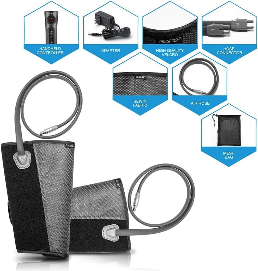 CINCOM Leg Massager for Circulation and Pain Relief, Air Compression Calf Massager with 2 Modes 3 Intensities Helpful for RLS Edema and Muscles Relaxation Gifts