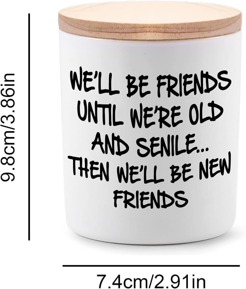 BFJLIFE Best Friend Birthday Gifts for Women Bestie Christmas Friendship Gifts for Women Friends Female Novelty Unique Lavender Scented Soy Candles We'll Be Friends Until We're Old and Senile