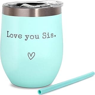 Sisters Gifts from Sister - Love You Sis - Sisters Birthday Gift - Christmas Graduation Birthday Gift for Sister, 12oz Tumbler with Straw(Mint)