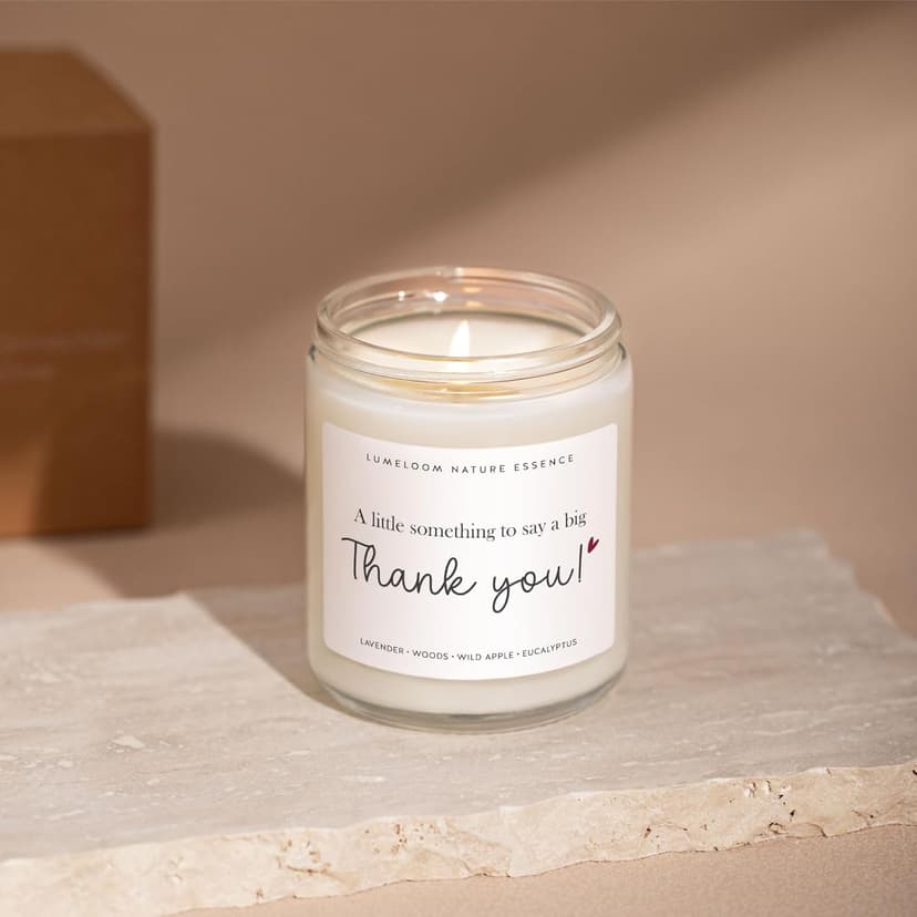 Thank You Gifts for Women, Men - 9oz Lavender Scented Soy Wax Candle - Thank You Candle, Hostess, Appreciation Gifts for Women, Teacher, Coworkers, Friend, Nurse, Boss, Christmas