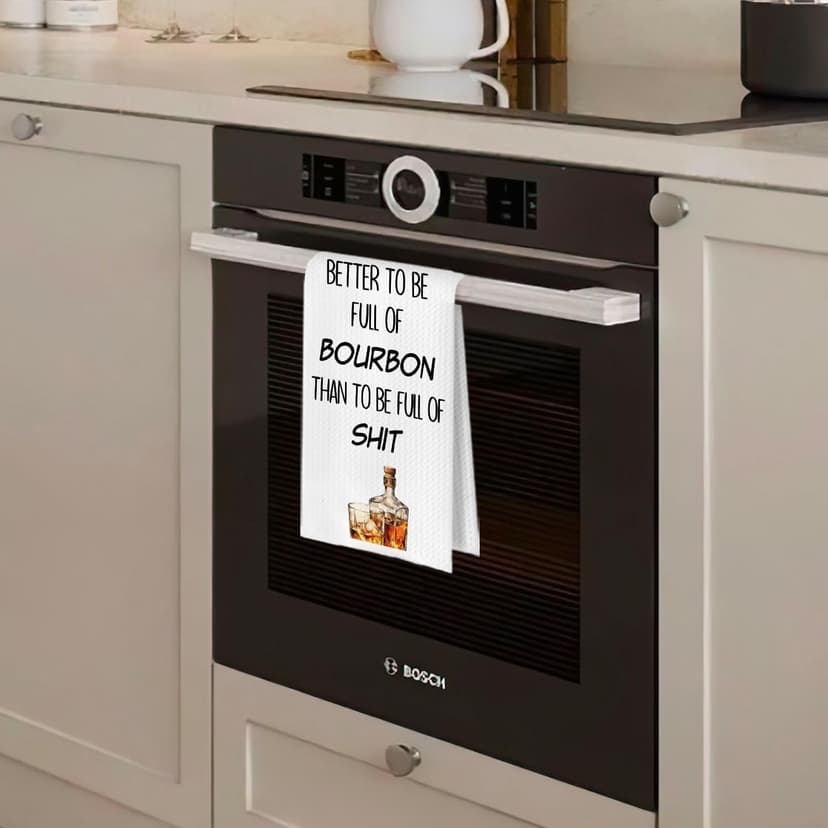 Funny Whiskey Kitchen Towels 16x24 Inch, Bourbon Gifts for Men Women Decorative Hand Towels, Alcohol Lovers Gifts Dish Tea Bar Towel for Kitchen Bar Cart Decor