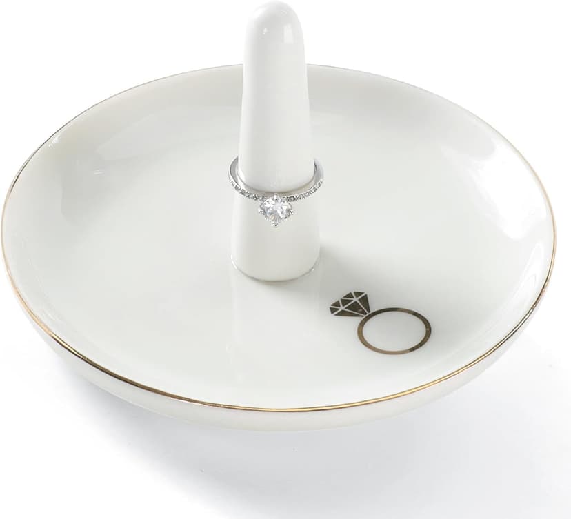 HOME SMILE Ring Holder Printed Ring，Engagement Engaged Wedding Bridal Gifts for Newly Engaged Friend,Daughter, Sister,Newlyweds,BFF