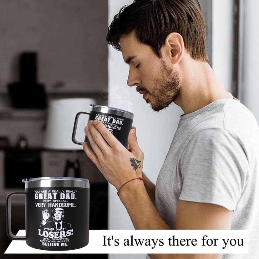 Fathers Day Dad Gifts from Daughter Son,Christmas Birthday Gifts for Step Dads Father in Law Him Bonus Daddy,Gift for Men Papa Grandpa Uncle Stepdad,14 oz Black Tumbler Mug