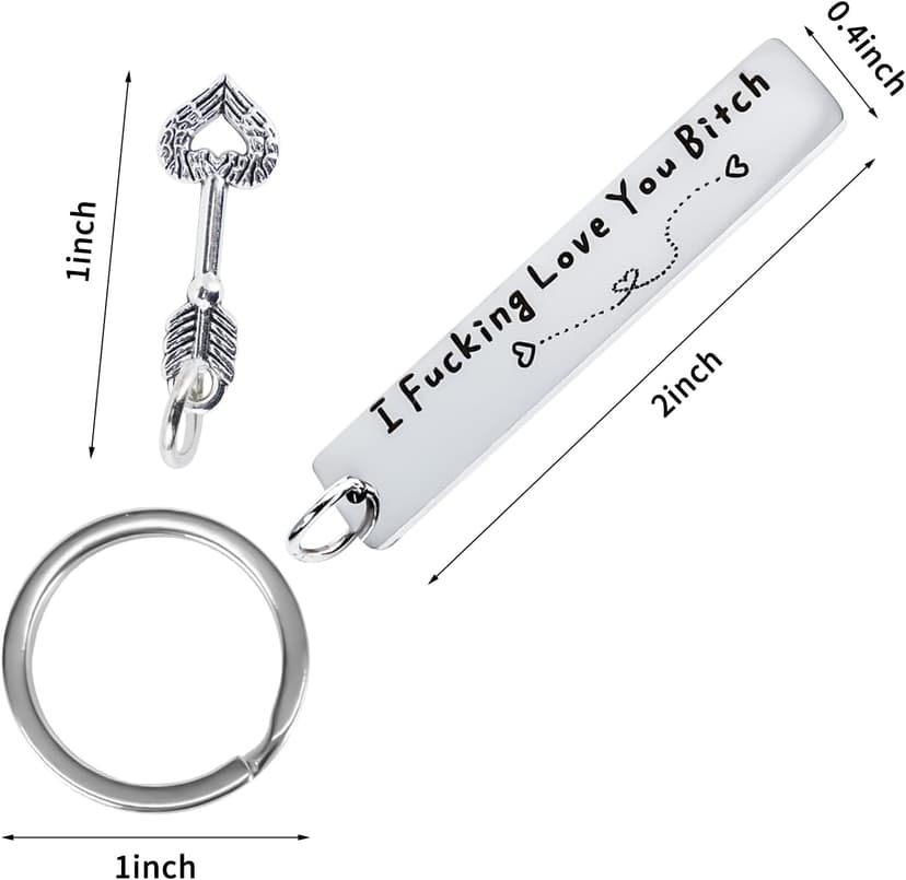 Best Friend Keychain for Women, Stainless Steel Key Chain Engrave I Fking Love You Bith Birthday Christmas Friendship Gift for Bestie Best Friends Female Bff