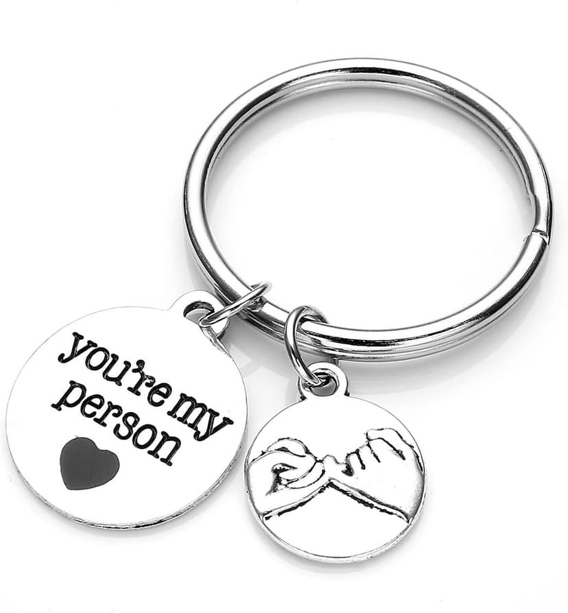 Jovivi 2pcs You Are My Person Pinky Promise Charm Pendant Keychain Jewelry Set - Valentines Day Best Friend Gift