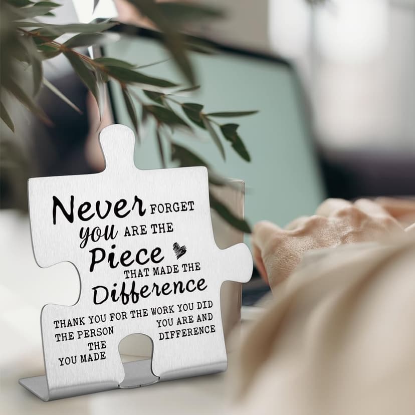 Thank you Appreciation gifts for Mentor Teacher Nurse, Going Away Gift Retirement Gift for Coworker Boss, Never forget you are the Piece that Made the Difference, Funny Office Desk Decor