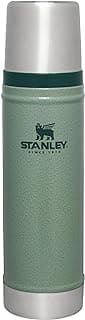 Stanley Classic Legendary Vacuum Bottle 20 oz | Wide Mouth with Leakproof Cup Lid | Keep Drinks Hot or Cold | Packable for Travel | Insulated Stainless Steel Thermos | BPA-Free | Hammertone Green