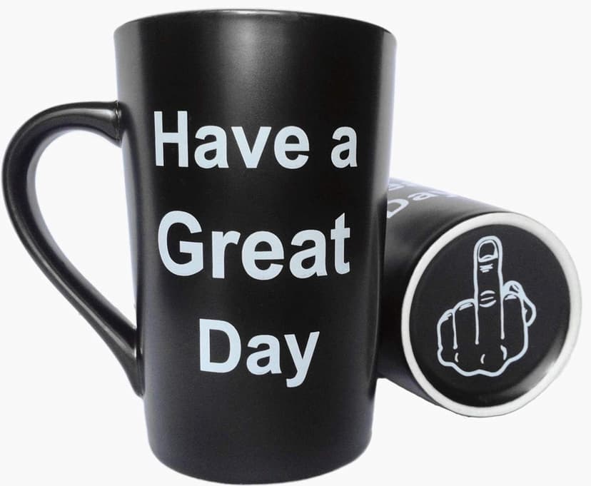 Funny Christmas Gifts Unique Coffee Mugs Have a Great Day Cute Cool Ceramic Cup Black, Best Holiday and Birthday Gag Gifts, 15 Oz