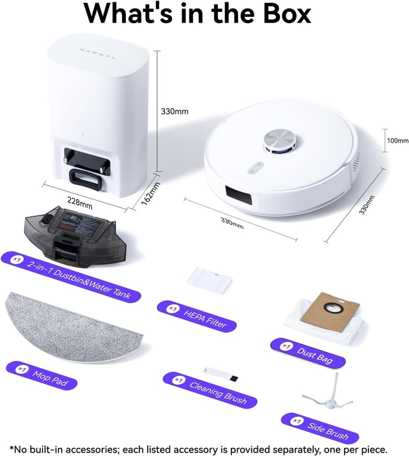 NARWAL Freo S Robot Vacuum and Mop Combo, 8000Pa Suction, 180 Days Hands Free, Self-Emptying Base, LDS Navigation, Obstacle Avoidance, Robot Vacuum Cleaner for Pet Hair & Hard Floors