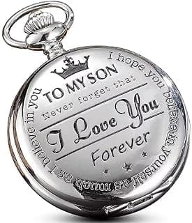Engraved Pocket Watch to Son I Love You Gifts from a Mom Dad Birthday Christmas Gift Fob Watches Chains