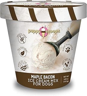 Dog Ice Cream Mix (Maple Bacon Flavor), 4.65 oz - Just Add Water and Freeze at Home, Powder Mix with Ice Cream Cup and Reusable Lid - Made in USA