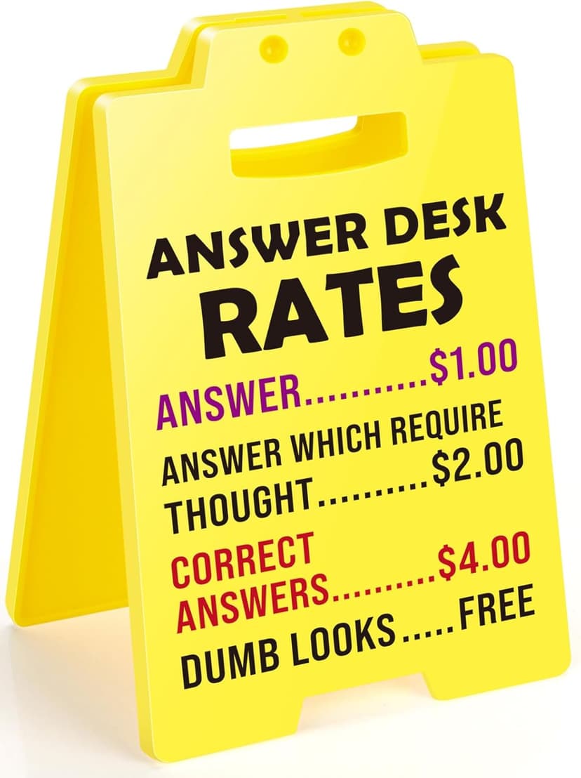 MBL Funny Office Decor Accessories - Answer Desk Rates, Gag Fun Cubicle Decoration Plaque Sign Gifts for Women Men Coworker Teammate Teacher Employee Bosses Appreciation Boss Day White Elephant