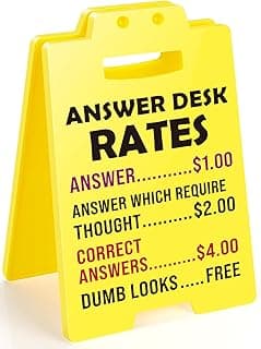 MBL Funny Office Decor Accessories - Answer Desk Rates, Gag Fun Cubicle Decoration Plaque Sign Gifts for Women Men Coworker Teammate Teacher Employee Bosses Appreciation Boss Day White Elephant