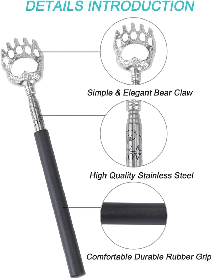 WOVTE Bear Claw Extendable Back Scratcher for Men Women, Stocking Stuffers for Adults Men, Mothers Day Fathers Day Birthday Christmas Gifts for Men Women Mom Dad Husband