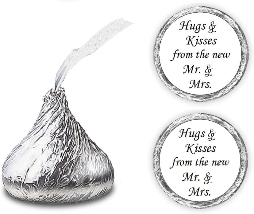 324 Hugs and Kisses from The New Mr. & Mrs. Kiss Wedding Stickers, Chocolate Drops Labels Stickers for Weddings, Bridal Shower Engagement Party Decorations, Kisses Favors Decor. Made in USA