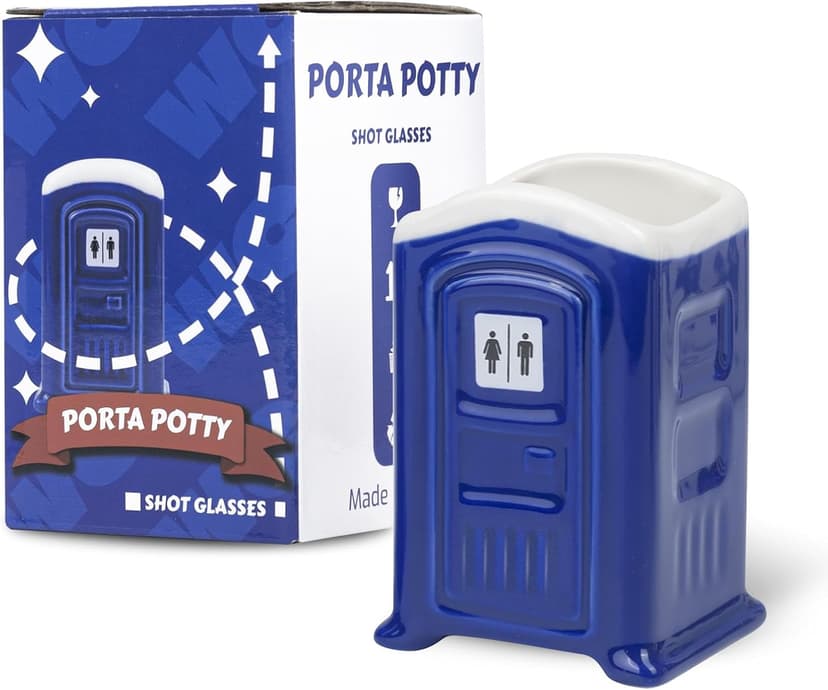 Ceramic Porta Potty Shot Glasses(1 PACK), White Elephant Gift for Adults, Gag Gifts Funny for Adults, Top Choice Secret Santa Gifts for Men, Friends and Coworker