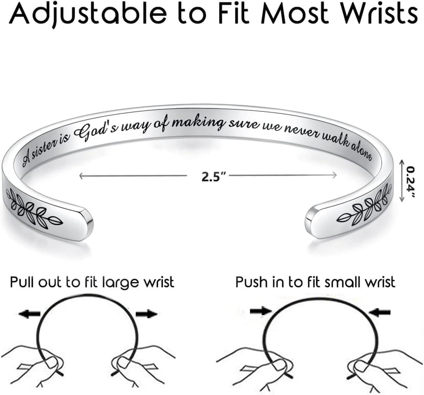 TONY & SANDY Cuff Bracelets for Women Teen Girls Best Friend Sister Mom Daughter Granddaughter Cousin Personalized Birthday Mother's Day Christmas Easter Gifts for Teens Girls Women Jewelry