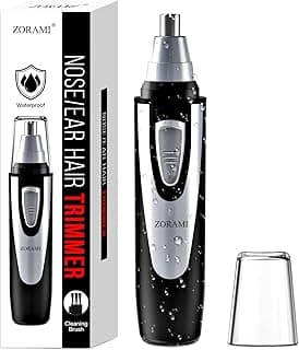 ZORAMI Ear and Nose Hair Trimmer Clipper - 2025 Professional Painless Eyebrow & Facial Hair Trimmer for Men Women, Battery-Operated Trimmer with IPX7 Waterproof, Dual Edge Blades for Easy Cleansing Black