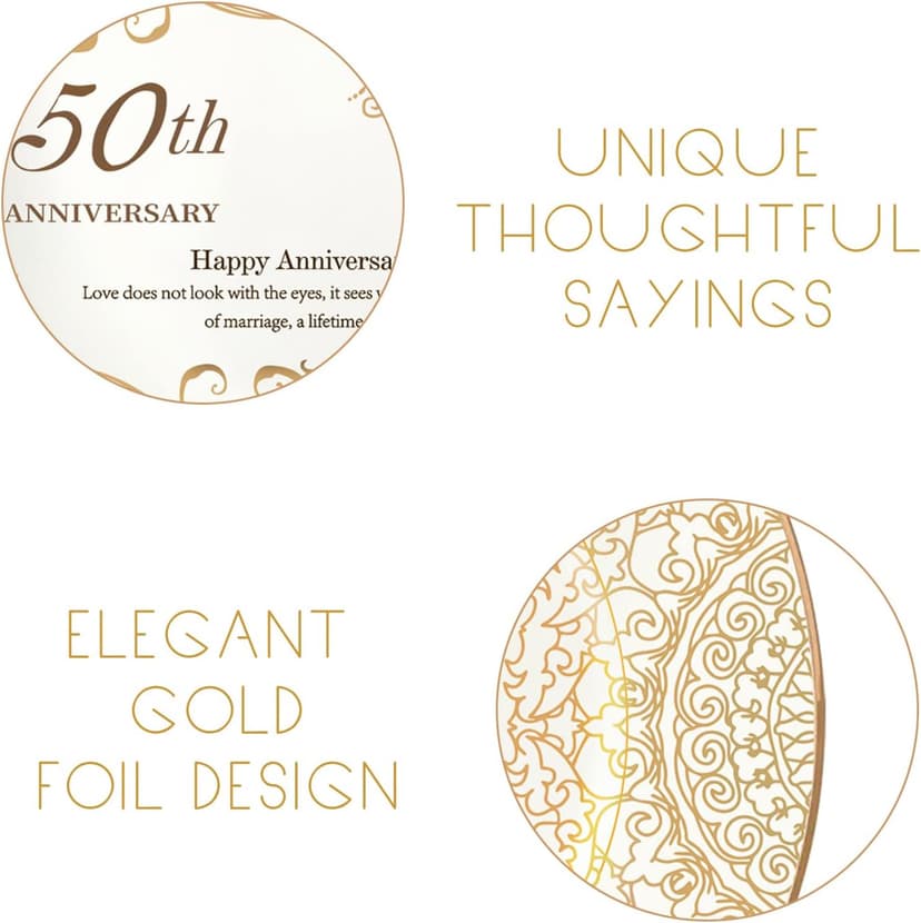 50th Anniversary Wedding Gifts for Couple/Parents/Grandparents, 50th Golden Presents for Marriage, Gold Porcelain Keepsake Plate with Stand, 10 inch