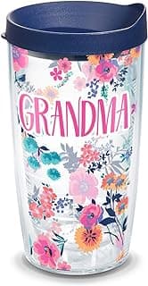 Tervis Made in USA Double Walled Dainty Floral Mother's Day Insulated Tumbler Cup Keeps Drinks Cold & Hot, 16oz, Grandma