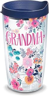 Tervis Made in USA Double Walled Dainty Floral Mother's Day Insulated Tumbler Cup Keeps Drinks Cold & Hot, 16oz, Grandma