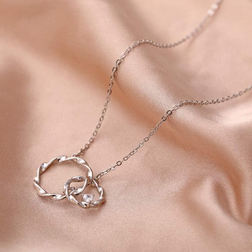 Sister Gifts from Sister, Sterling Silver Interlocking Infinity 2 Circles Necklace for Sisters, Big Sister Little Sister Gift, Birthday Jewelry Friendship Gifts
