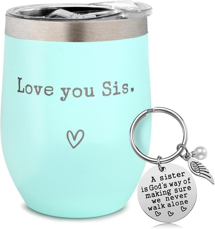 Sisters Gifts from Sister - I Love You Sis-Christmas Gift Birthday Gift for Sister - Sisters Gifts - 12oz Coffee Tumbler for Besties, Girls(Mint)