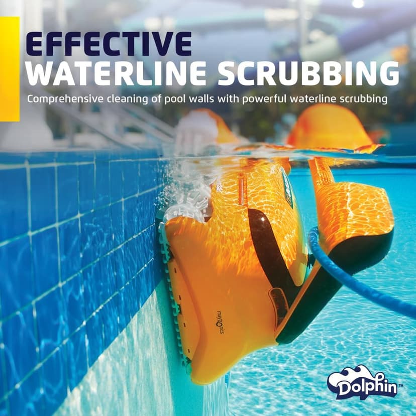 Dolphin Wave 60 Automatic Robotic Pool Vacuum Cleaner Includes Caddy, Wall Climbing Scrubber Brush, Top Load Filters, Ideal for Commercial Pools up to 50 FT in Length