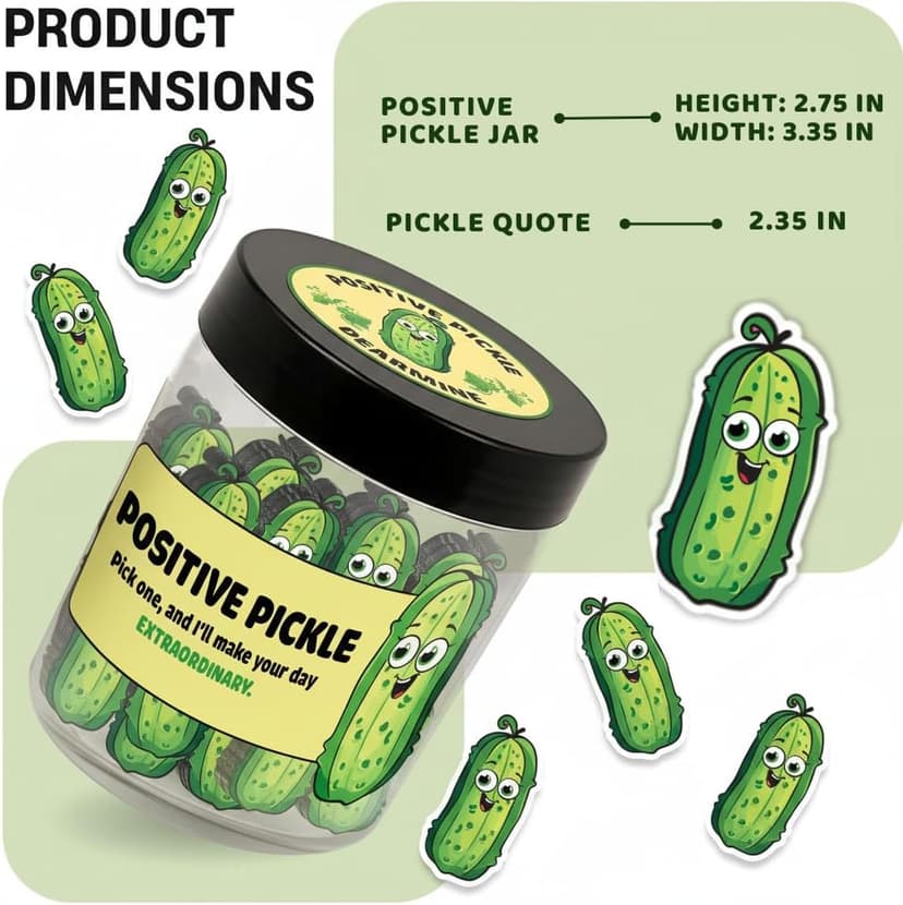 60 Positive Pickle Cards Jar, Stocking Stuffers, Xmas Christmas White Elephant Gifts for Teenage, Women, Adults, Mom, Teachers, Sisters, Friends, Teen Girl Gifts Trendy Stuff