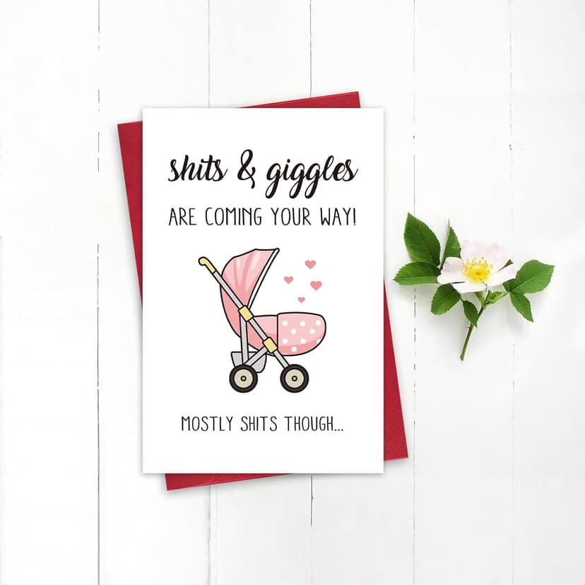 Leinessy Lovely New Baby Congratulations Card, Funny Baby Shower New Baby Card, Shits and Giggles Are Coming Your Way