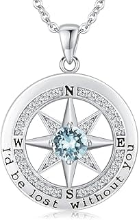 S925 Necklace Gift for Wife |Compass Jewelry |Women Anniversary |Sterling Silver |Girlfriend Birthday Gifts for Her Valentines |I'd be Lost without You |Jewel 18K Gold