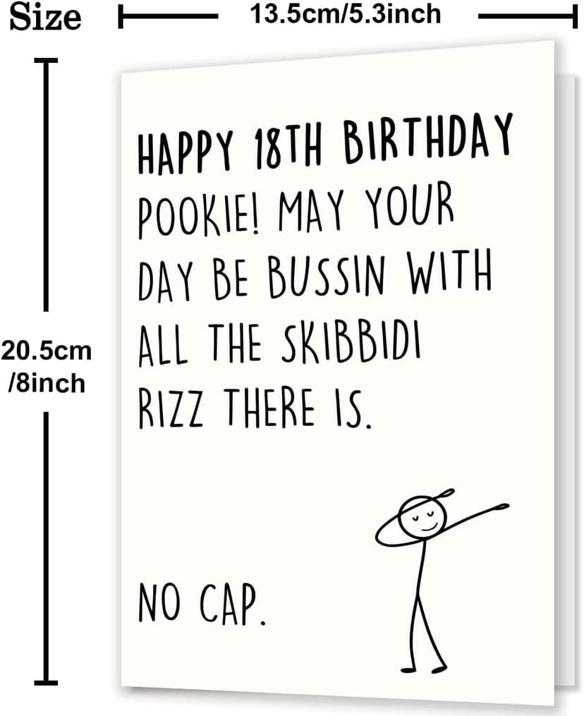 IDU 18th Birthday Card,Happy 18th Birthday Gifts & Decorations for Boys Girls,Funny 18 Year Old Birthday Gifts Cards for Son Daughter with Gen Z Slang Meme-Inspired Design